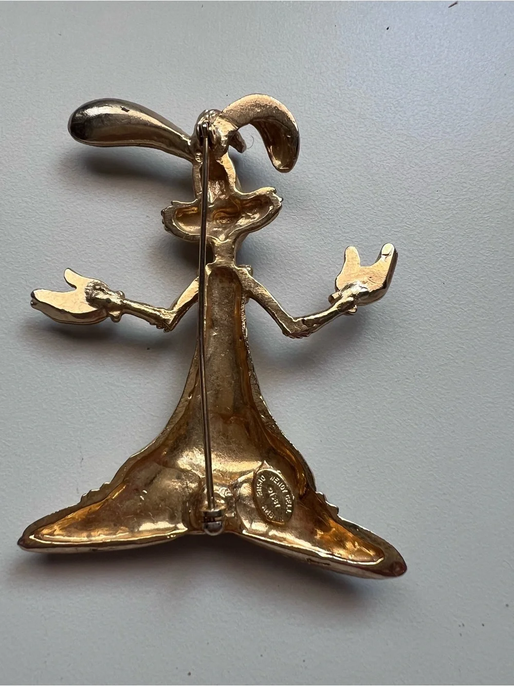 Vintage Wendy Gell Disney Amblin Gold Plated Roger Rabbit Brooch and Earrings